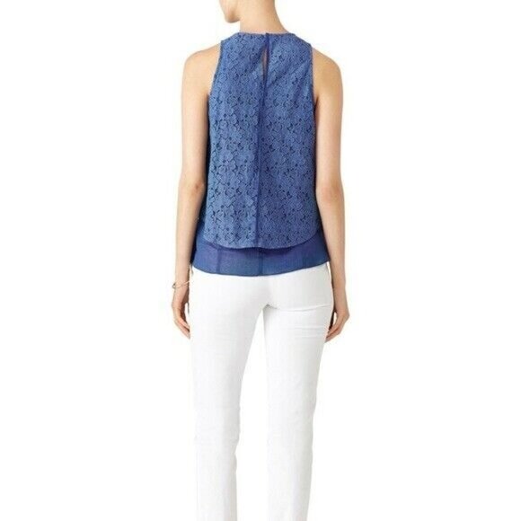 Derek Lam 10 Crosby Tank Women 2 Blue Lace Overlay - Picture 3 of 10